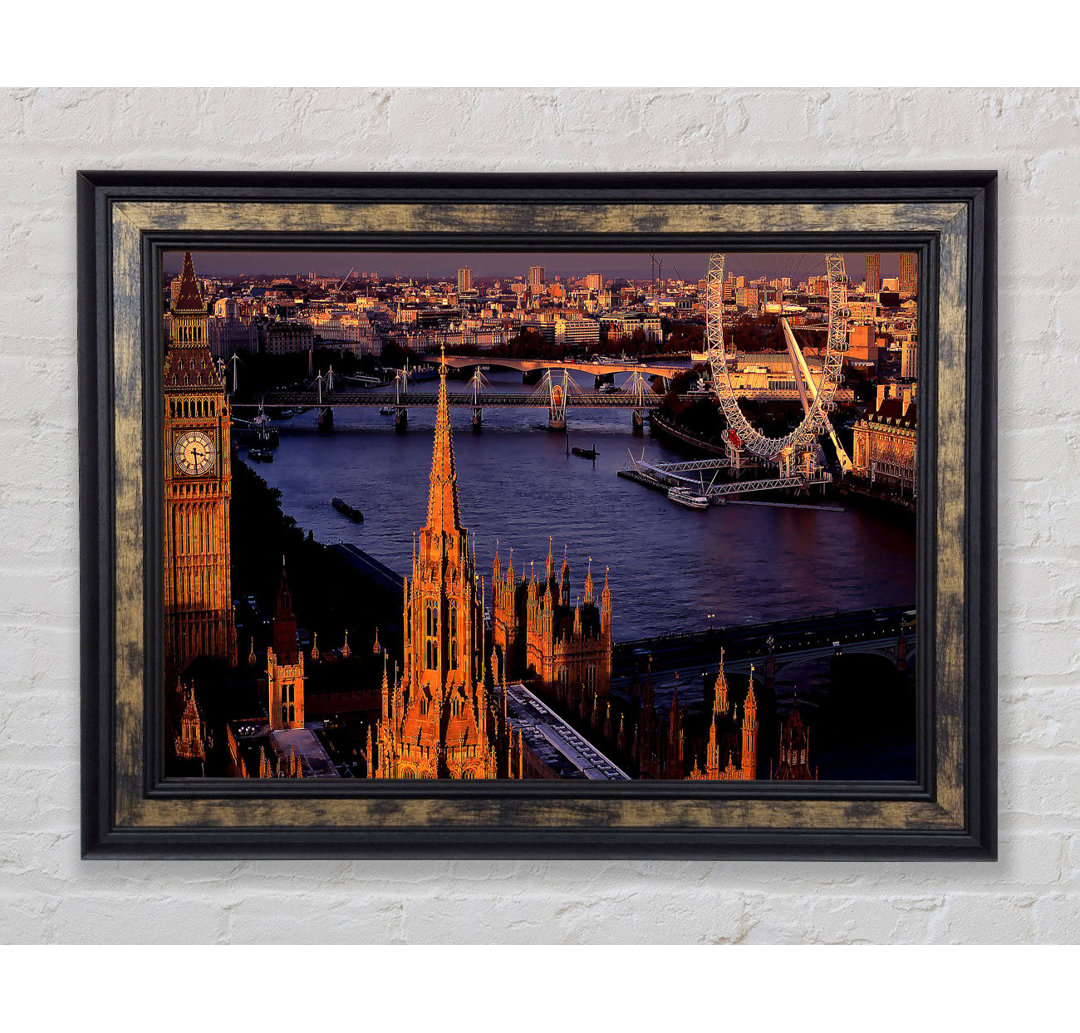 London Morning Glow Over The Thames - Einzelne Bilderrahmen Kunstdrucke