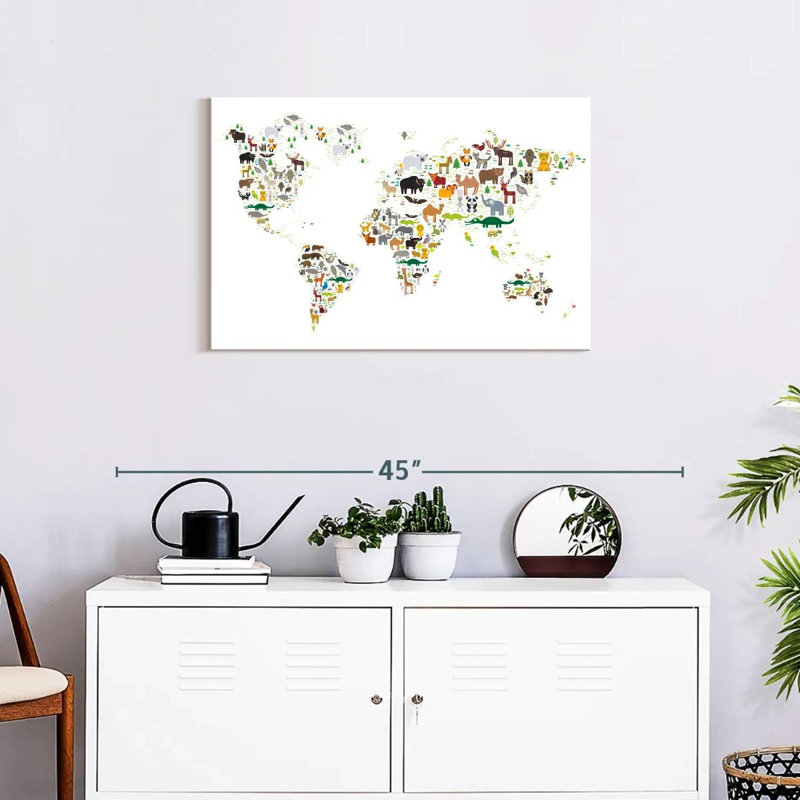 Carte du monde des animaux sauvages Ashelle, H 20 po x l 30 po