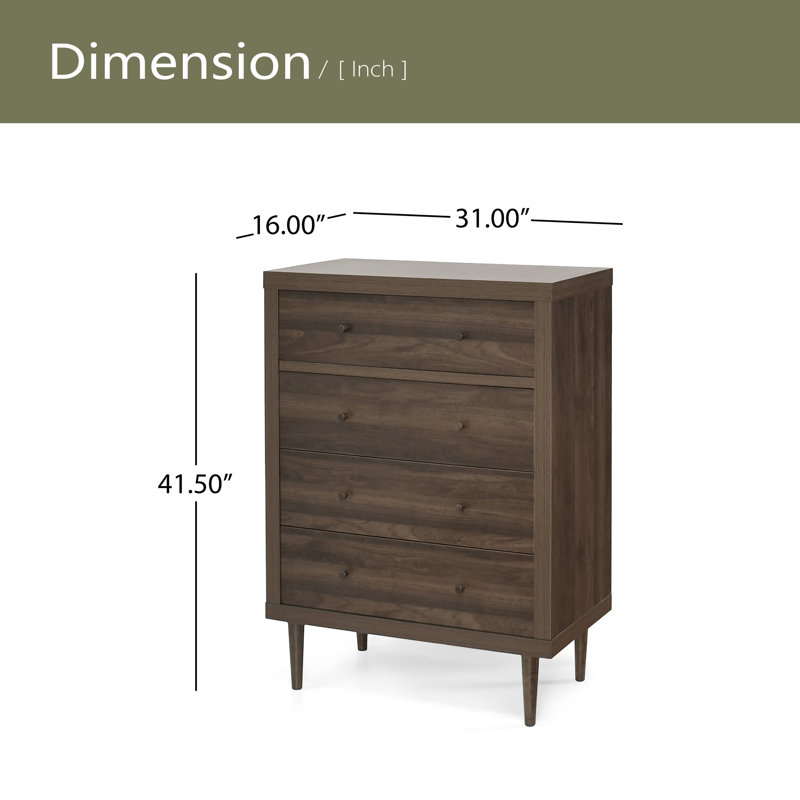 NORDIC 4-DRAWER CHEST, Walnut