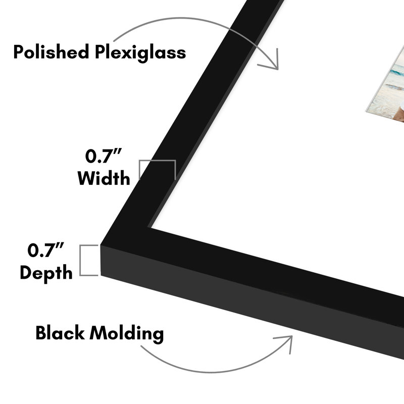 Americanflat 16x16 Picture Frame - Use as 5x7 Frame with Mat or 16x16 Frame Without Mat - Thin Photo Frame with Shatter-Resistant Glass - Black