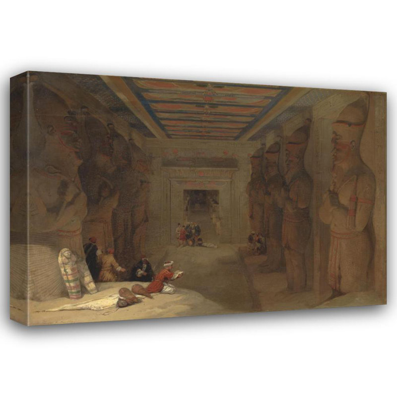 "Le couloir hypostyle du grand temple à Abou Simbel, Égypte" par David Roberts - Art mural sur toile tendue avec châssis
