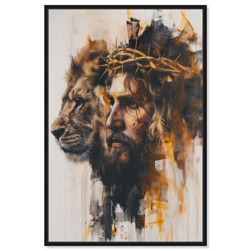  Tigerborne Spirit Christian Religious Wall Art Framed Canvas, Black Frame, 10 x 15, 25"H x 17"W, Black Frame