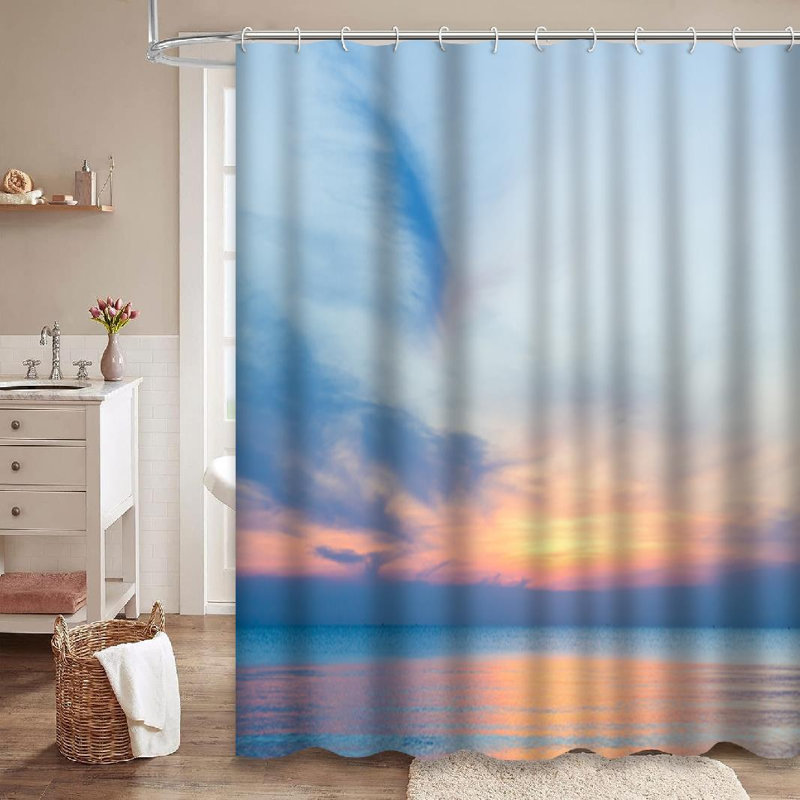 Rideau de douche avec 12 crochets Sky Ocean Sky Sunset, L 72 po x l 78 po