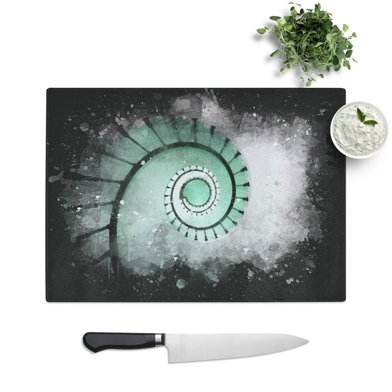 Tempered Glass Lighthouse Spiral Staircase Chopping Board, 20 cm x 28.5 cm