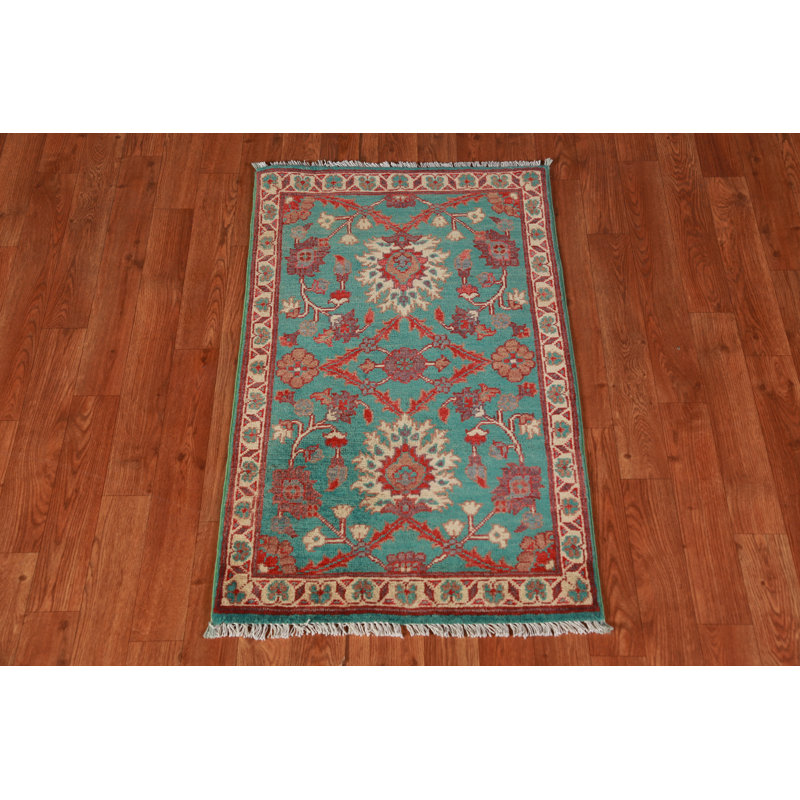 Tapis de vestibule oriental turquoise Kazak 2x3