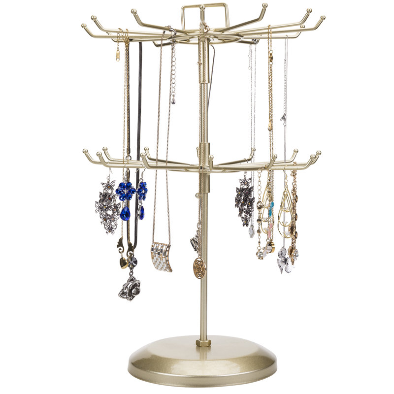 MyGift 24 Hooks Rotating Jewellery Stand, Brass