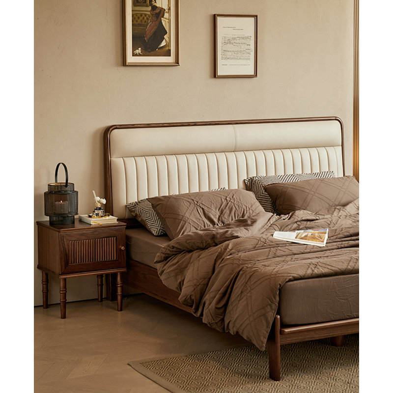 Table de chevet en bois massif de style rétro avec espace de rangement caché convenant à la chambre à coucher