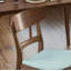 Ensemble de table et de salle à manger de style Mid-Century moderne 5 pièces, structure en bois d'hévéa, une table et quatre chaises rembourrées, noyer et menthe-1857038281