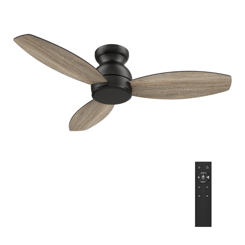 Ventilateur de plafond 48 po avec télécommande Stanley, Noir, Chêne, 215 tr / min