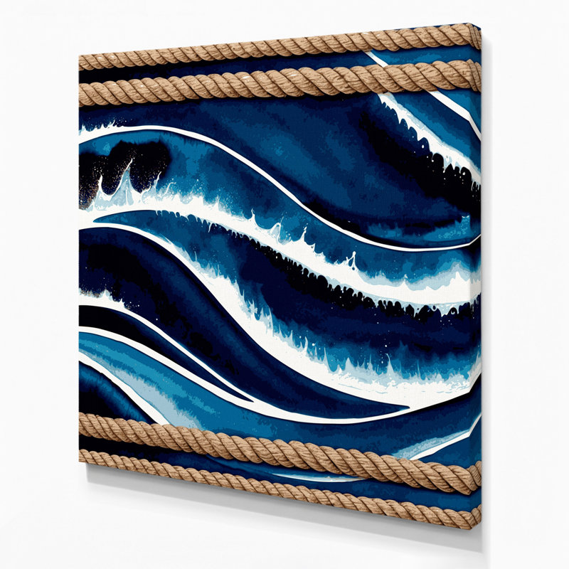 Art nautique sur toile bleu, H 32 po x l 32 po