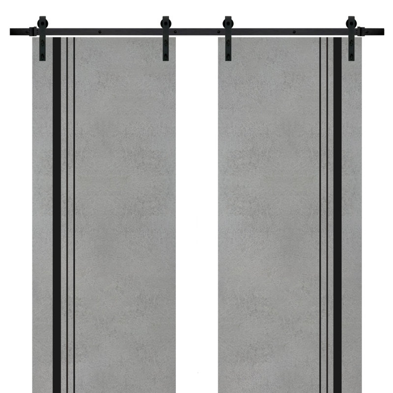 Porte de grange en bois massif massif, 72 po x 96 po, Béton