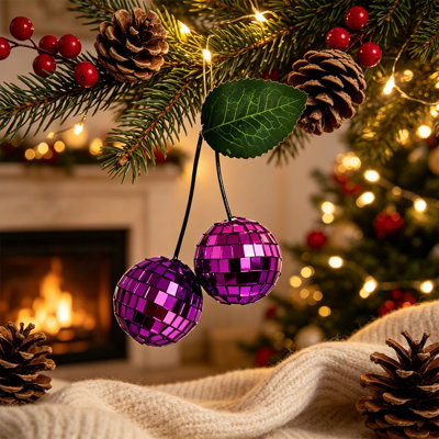 Christmas Decorations Mirror Effect Shaped Hanging Pendants Decorative Ornaments With Faux Leaf Assorted Colors For Indoor Branch And Table Decor
