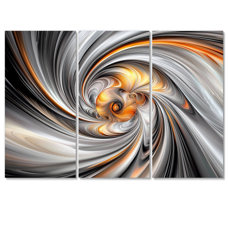 Fractal Grey Vortex Galactic Expansion I - Abstract  Fractal Wall Art Set, 40" H x 60" W, Wrapped Canvas, Does Not Apply