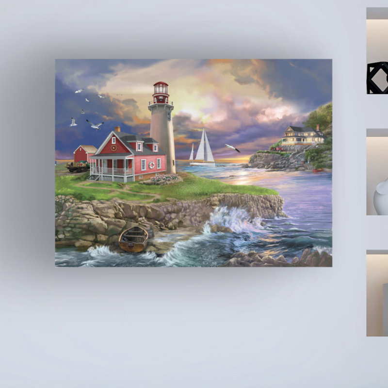 Coucher de soleil, phare par Bigelow, impression sur toile tendue, H 18 po x l 24 po x P 2 po
