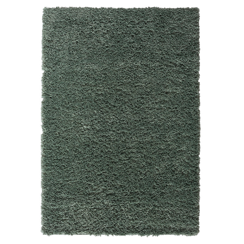 Lush shaggy carpet in  green, Rectangular 100 x 150cm