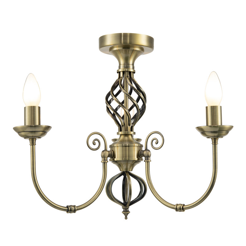 Semi Flush Mount, Antique Brass