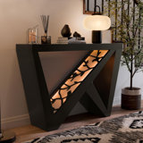 Modern Decorative LED Console Table With W-Shaped Legs And Remote Control, USB-Powered Light Strip, Engineered Wood Top, And Anti-Tip Kit For Living Room, Hallway, Or Entryway