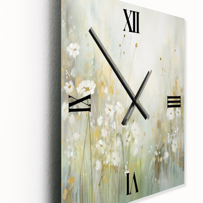 Serene Meadows II - Abstract Botanicals Modern Wall Clock