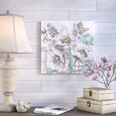 White Poppies And Eucalyptus II by Tre Sorelle Studios - Wrapped Canvas Print