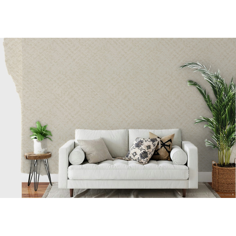 Eden Woven Rattan 33' L X 21" W Wallpaper Roll, Beige