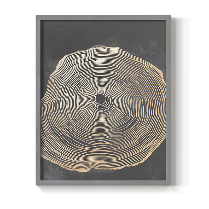 Abstrait, encadré, prêt à accrocher , Gris, H 14 po x l 11 po