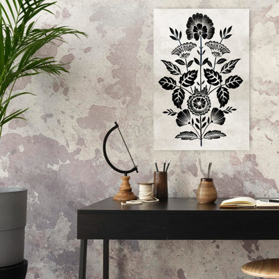 Floral Silhouette On Textured Canvas Abstract Contemporary Wall Art