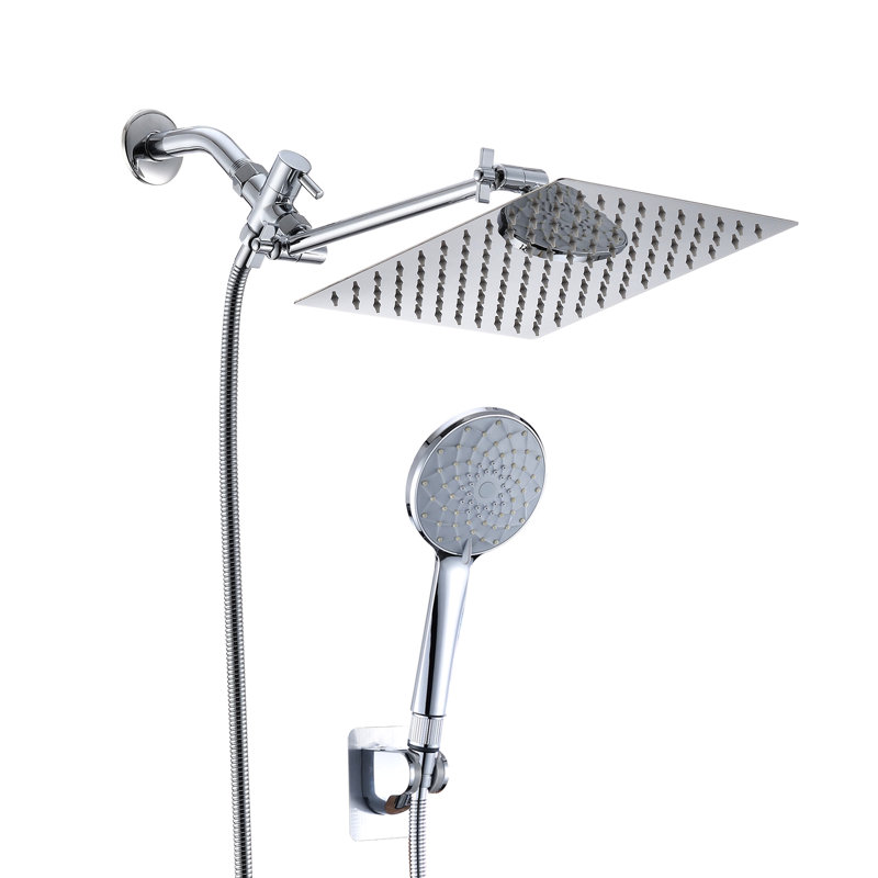 Shower Head Package: 10 Inch Rainfall & Handheld With 11 Extension Arm, 6 Modes, Clogging, Stainless Steel, Wall Mounted Square Showerhead Bundle: Spray Patterns, Leak Design,