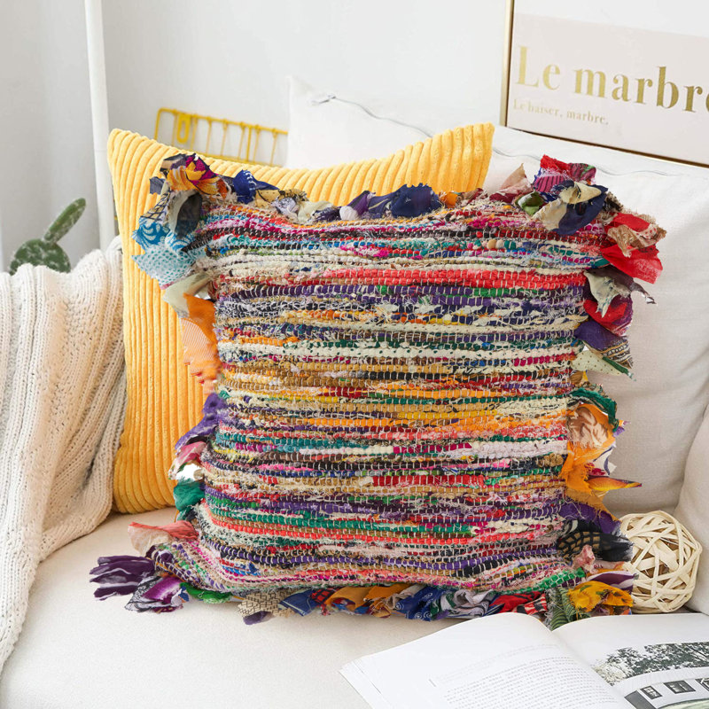Rafi Multicolor 18" Square Polyester Throw Pillow