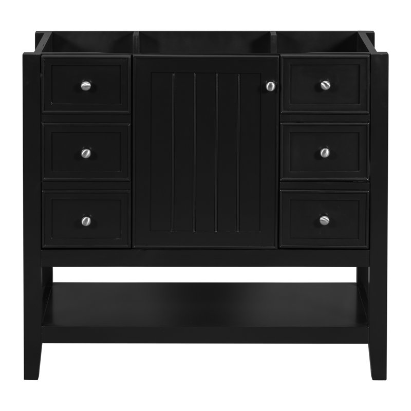 Meuble-lavabo 36 po sans lavabo, base d'armoire seulement, une armoire et trois tiroirs, noir