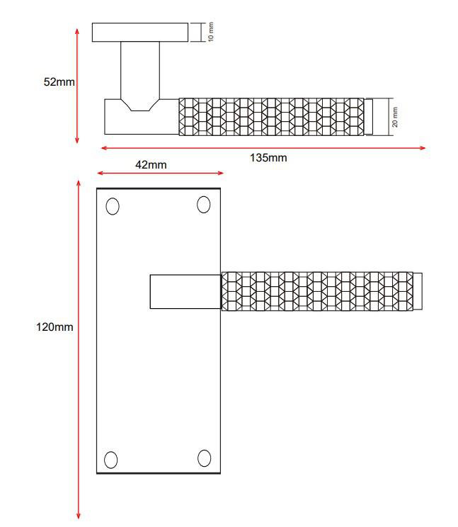 Golden Grace 5 Pairs Victorian Design Knurled Hex Cut Door Handle Antique Brass Finish Internal Pack - Bathroom and Lock Set with Hinges - 120mm x 40mm