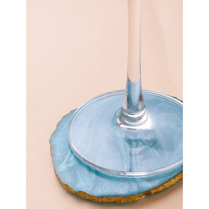 Ensemble de 4 sous-verres en résine jaune, Bleu