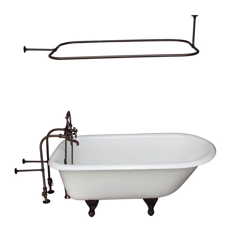 54'' x 30'' Soaking Cast Iron Bathtub with Faucet, Oil Rubbed Bronzed
