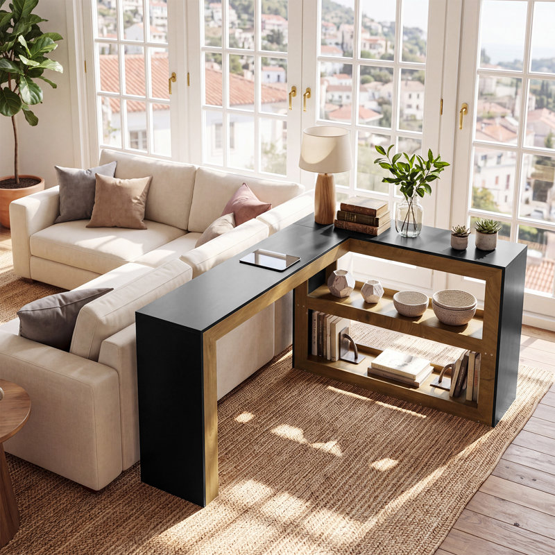 Corner Bar Table with Storage, Multi-functional 3-Tier Pub Table for Home Bar