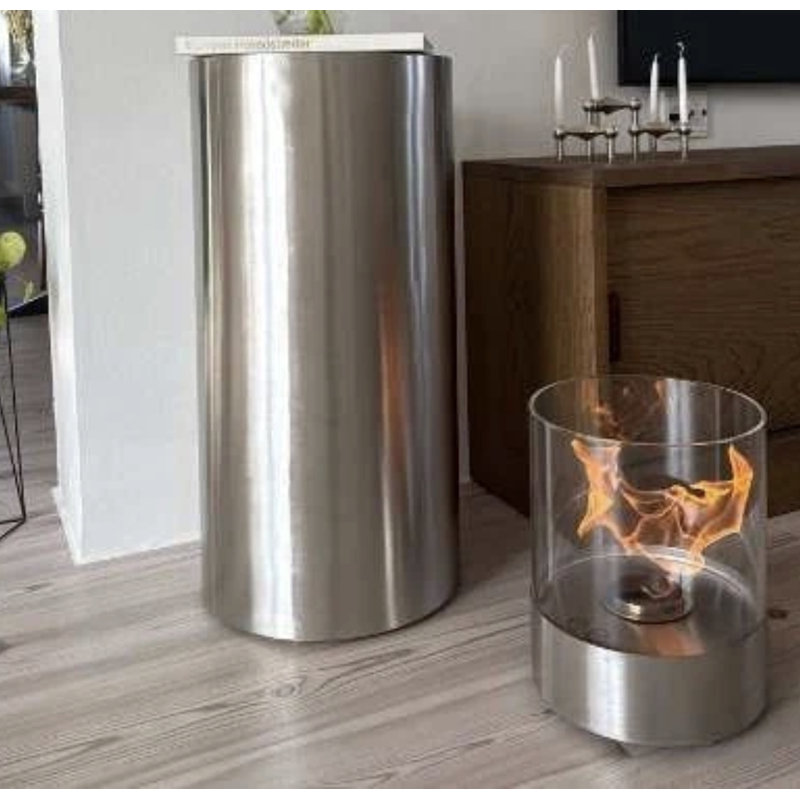 Metro Lane 35cm W Bio-Ethanol Fireplace, Silver