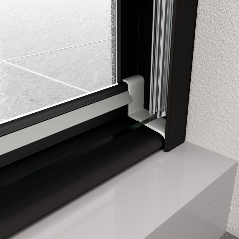Porte de douche à dérivation, 44-48 po x 70 po, verre trempé 1/4 po, finition noire matte, avec coulissement confortable et bonne résistance aux fuites 44 à 48 po x 70 po