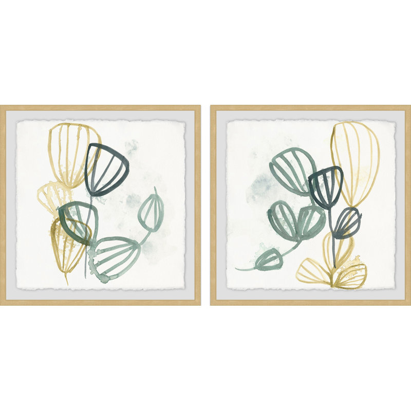 « abstract sea fan v », ensemble de 2 reproductions de peintures à l’aquarelle encadrées, H 12 po x l 12 po x P 1,5 po