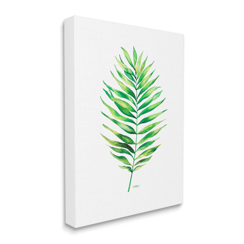 Palmier vert minimaliste plante tropicale sur fond blanc, Toile tendue, H 30 po x l 24 po