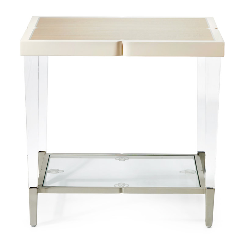 Transitional Cream Acrylic Rectangular Occasional Table