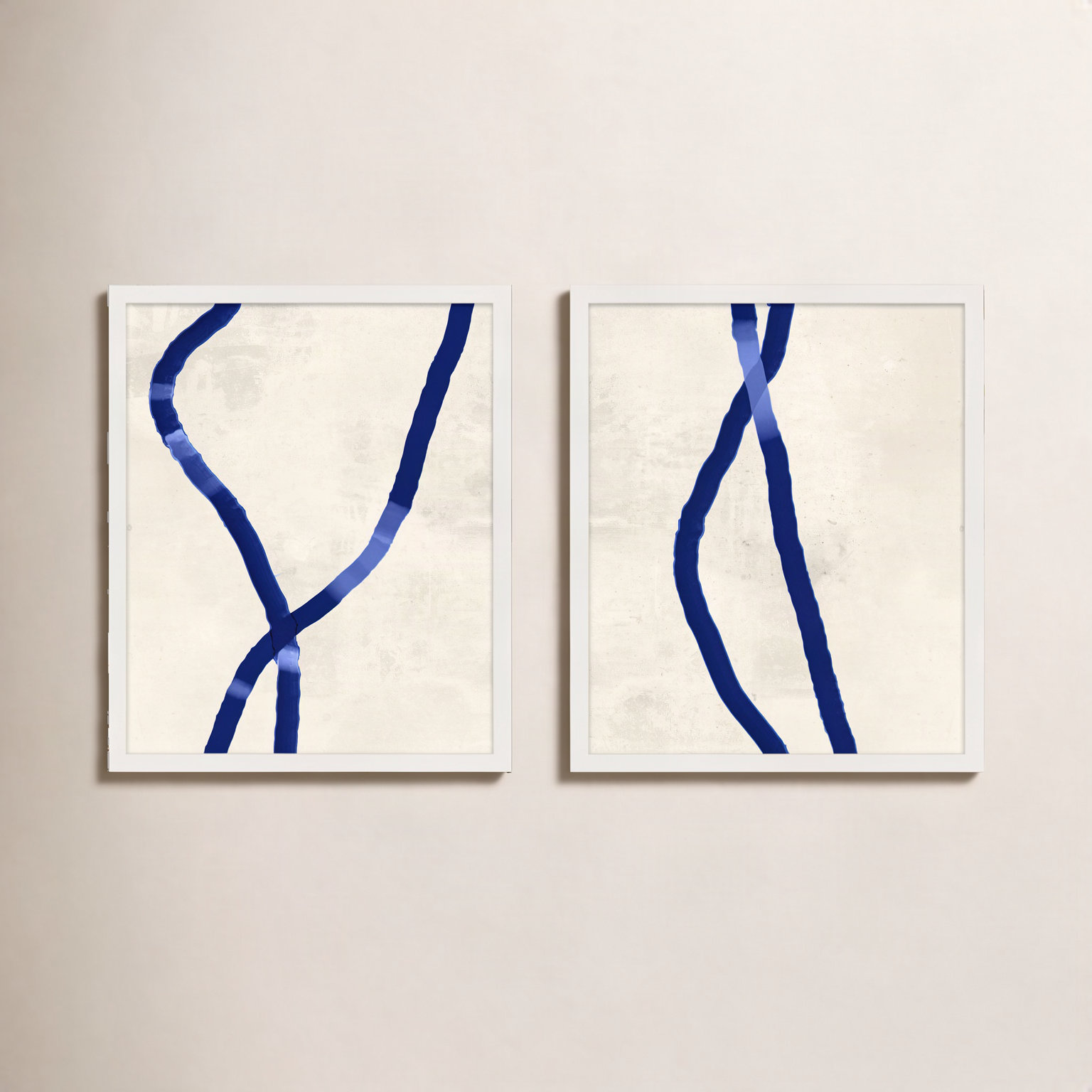 Blue Rope 2-Piece Print Set by Jacques Pilon, 30" H x 48" W x 1.25" D, White Framed