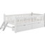 Lit simple, blanc, lit plateforme, garde-corps, 2 tiroirs de rangement, haute qualité, bois de pin +, sans sommier, idéal pour les petits espaces de vie, étapes d'assemblage faciles disponibles