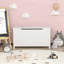 Boîte de rangement en bois pour enfants avec couvercle à charnière pour enfants de 2 ans et plus (blanc)-1053373069