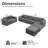 Sisler 8 Piece  141.6" Oversized  U Shape Upholstered  Corduroy Convertible Modular Compression Sofa with Storage Pockets, No Assembly Required-934253672
