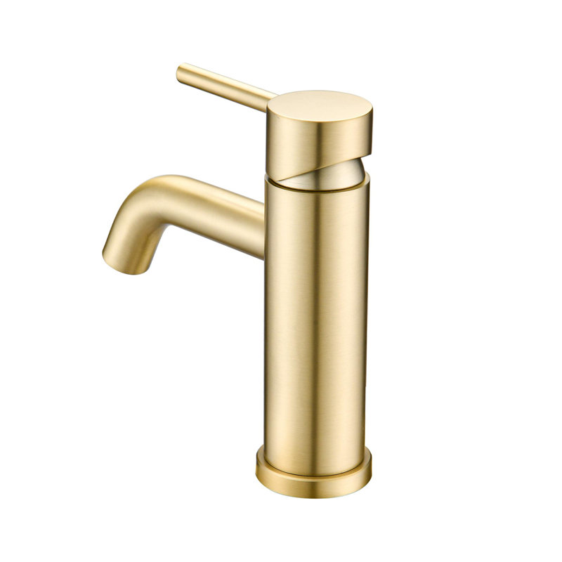 Modern Bathroom Vanity Sink Single Hole Faucet, Brushed Gold