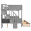Lit superposé simple au-dessus d'un lit double gris avec tablettes, 2 tiroirs et rangement - Maximisez la fonctionnalité de la chambre à coucher et de l'escalier-2142483319-2142483316