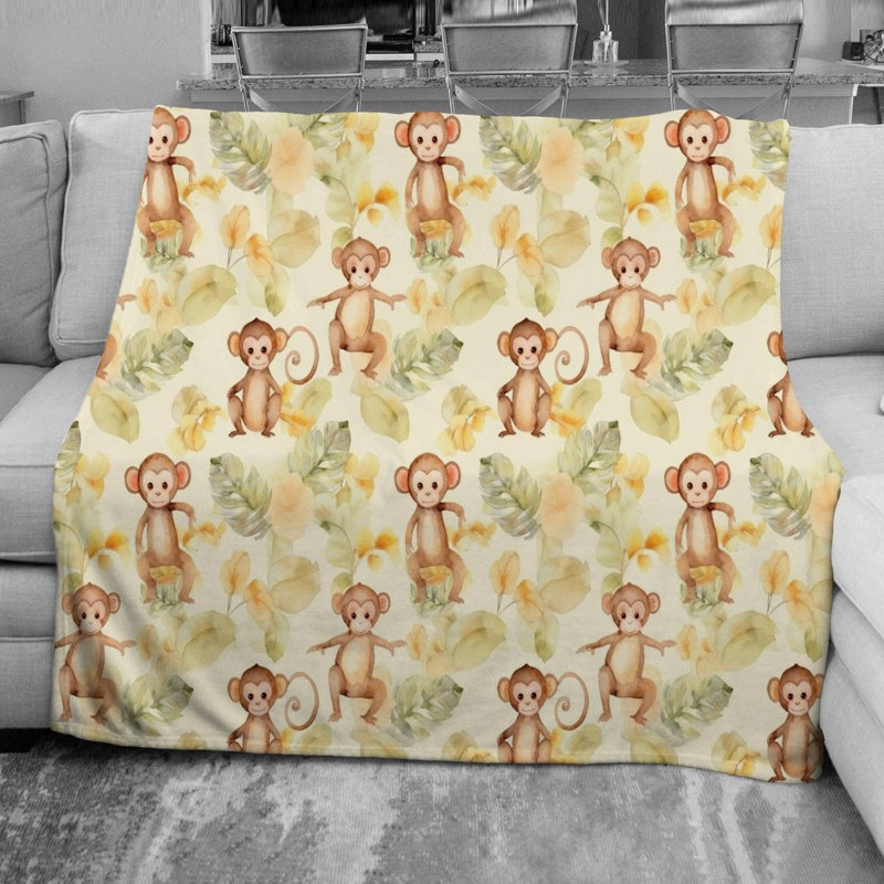 Playful Monkey Monkey Fleece Blanket, Throw
