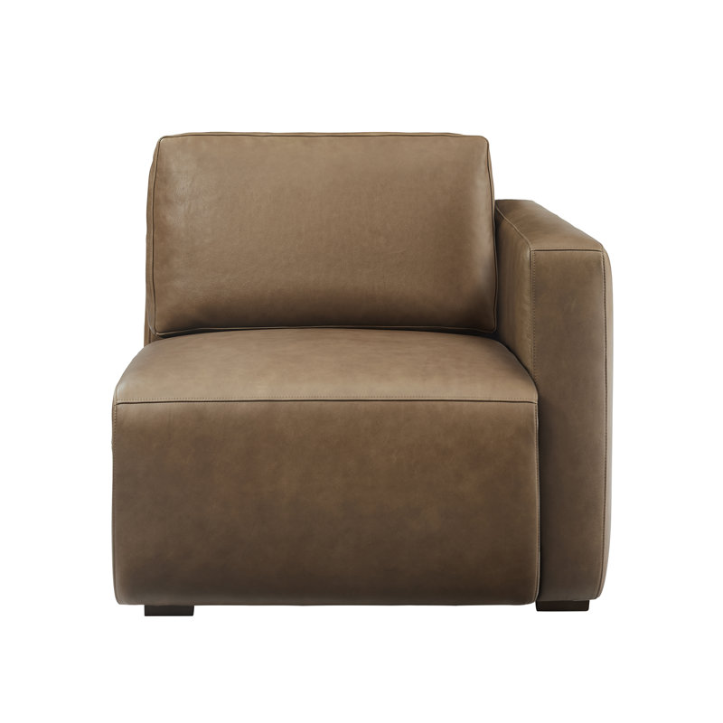 Beryl Modern Full Grain Leather Upholstered Sectional-Right, Chocolate