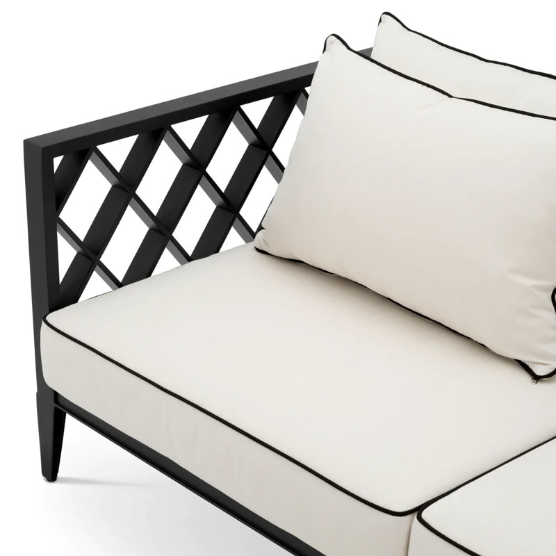 Outdoor 2 - Seat Loveseat, Beige Cushion/Black Frame
