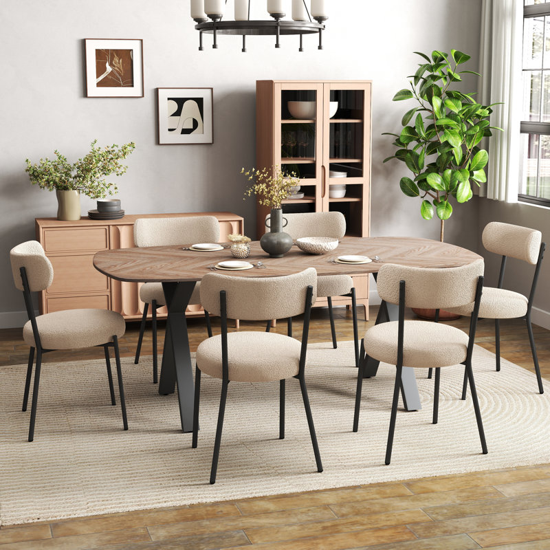 71in Pedestal Dining Set for 6-8, White/Black, 7