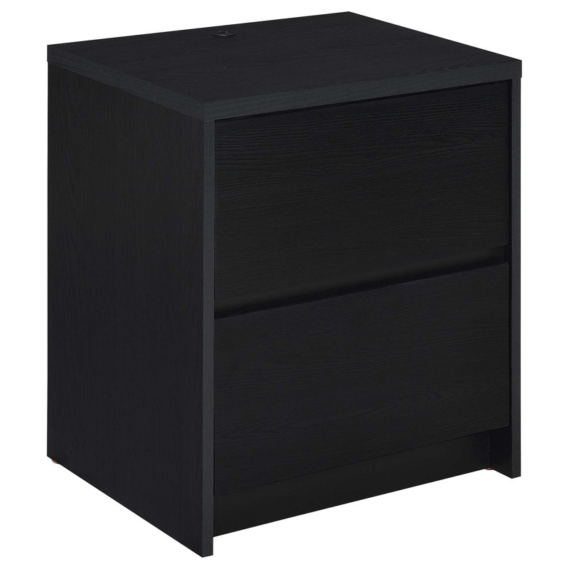 Geary 2-drawer Nightstand LED Lights and USB, Black