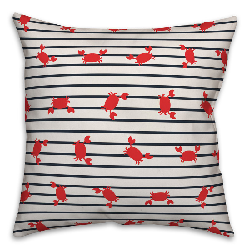  Coussin Dancing Crab, 16 po x 1 po, Polyester / Bourre en polyester